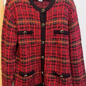 Plaid Red and Black Women's Sweater